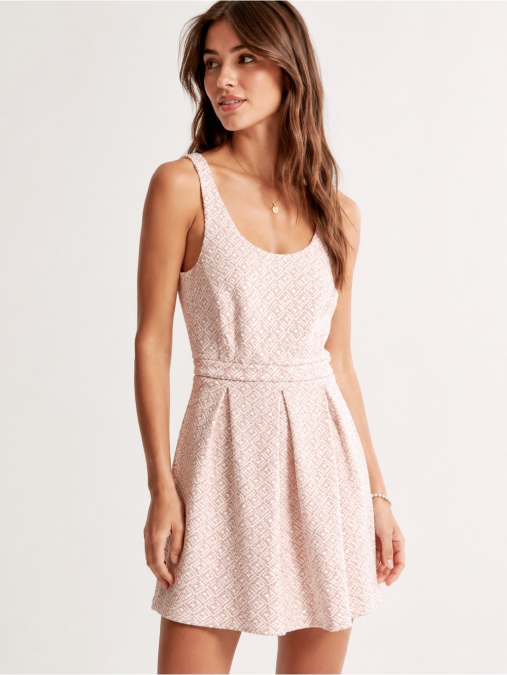 Stradivarius Pink Fit & Flare Sleeveless Tea Dress Mini Knee Length Soft Girl